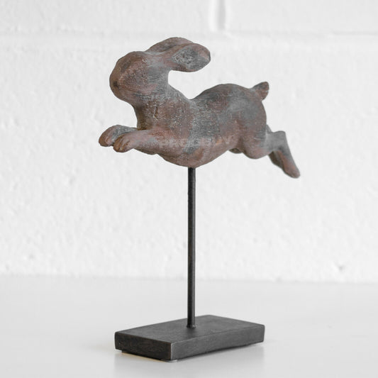 Distressed Aged Leaping Rabbit Ornament