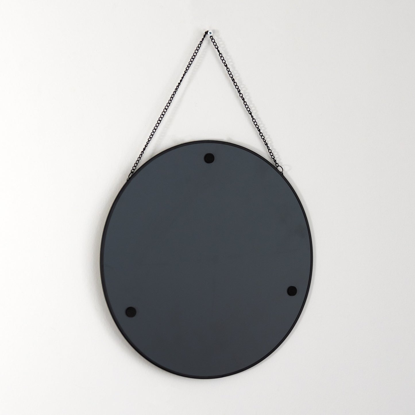 30cm Round Black Chain Wall Hanging Mirror