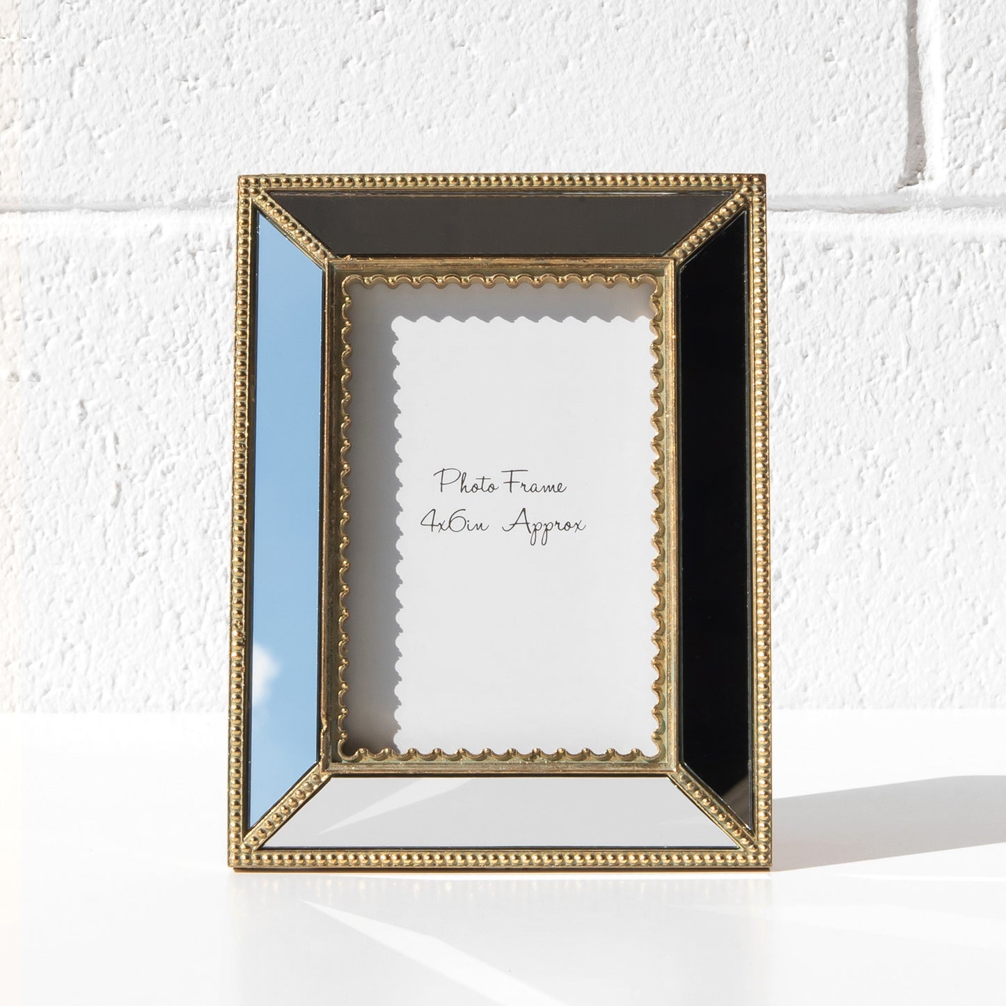 Mirrored Glass 4x6" Standing Photo Frame