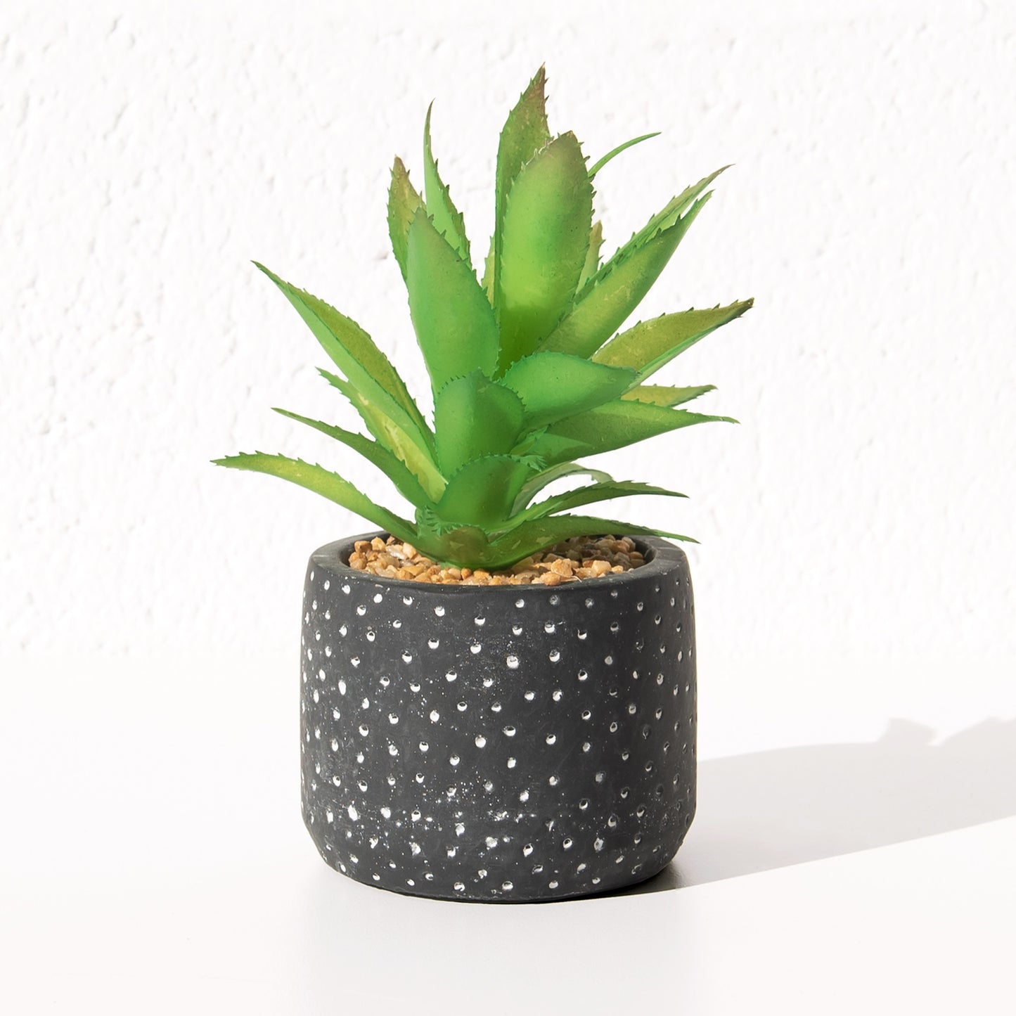 Small Spikey Succulent Artificial Plant in Black Ceramic Pot