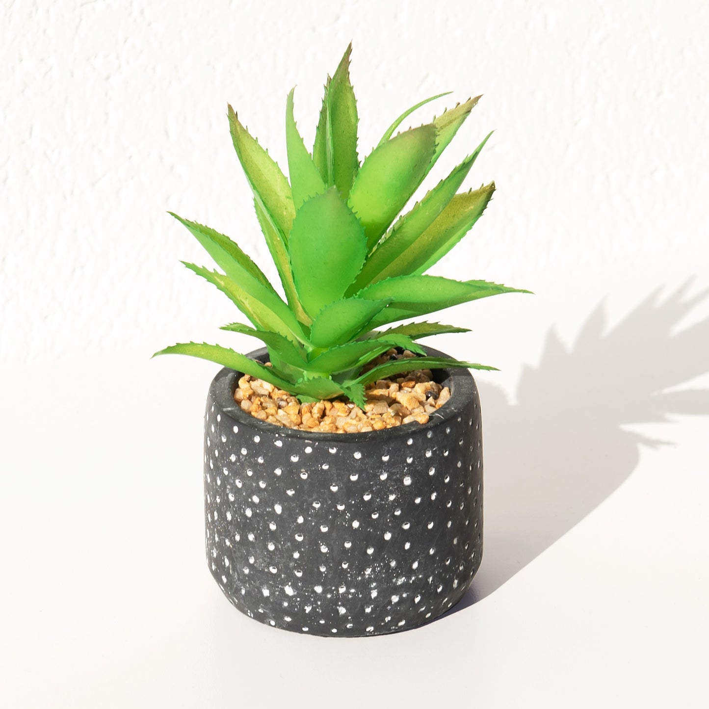 Small Spikey Succulent Artificial Plant in Black Ceramic Pot