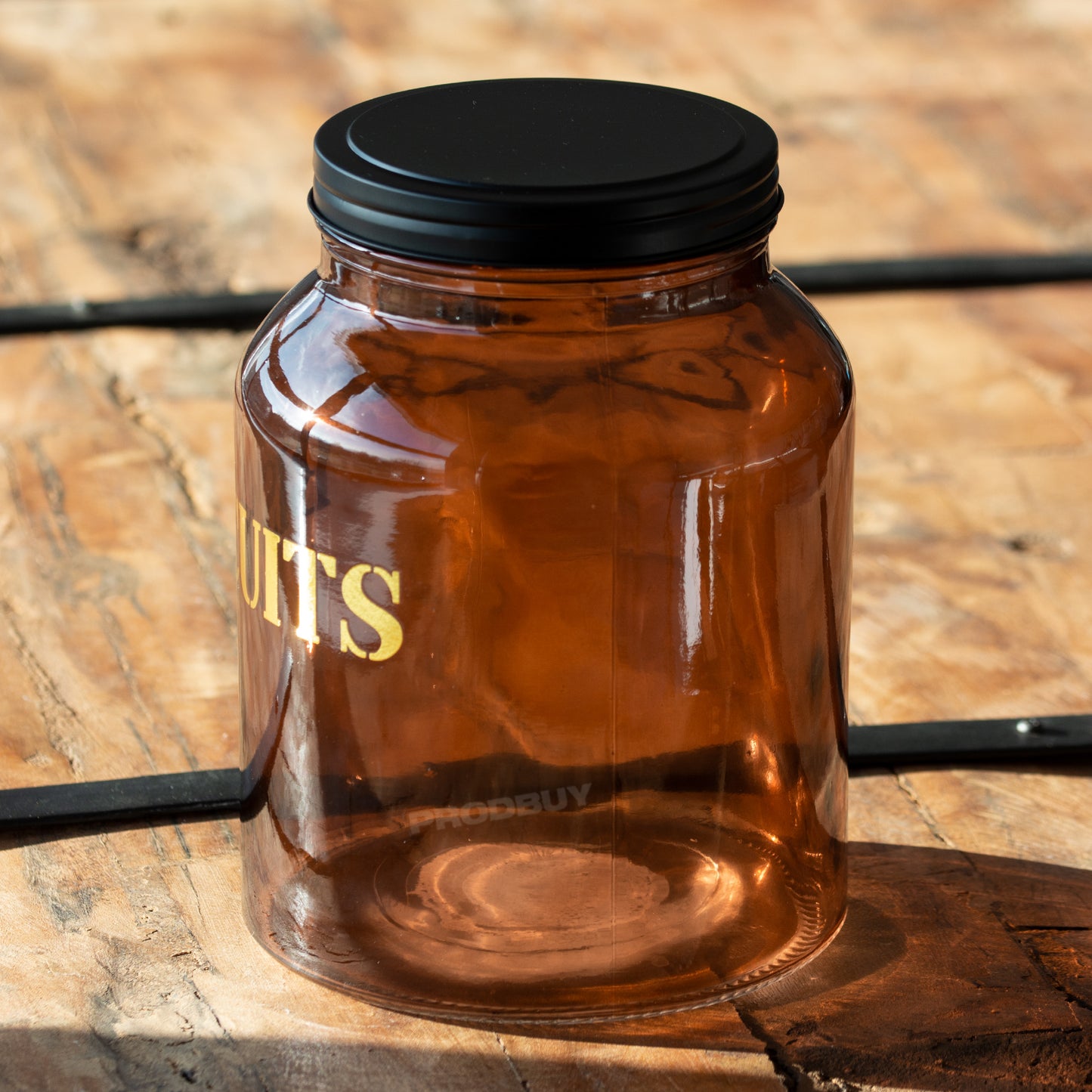 Large Retro Amber Glass Biscuit Storage Jar