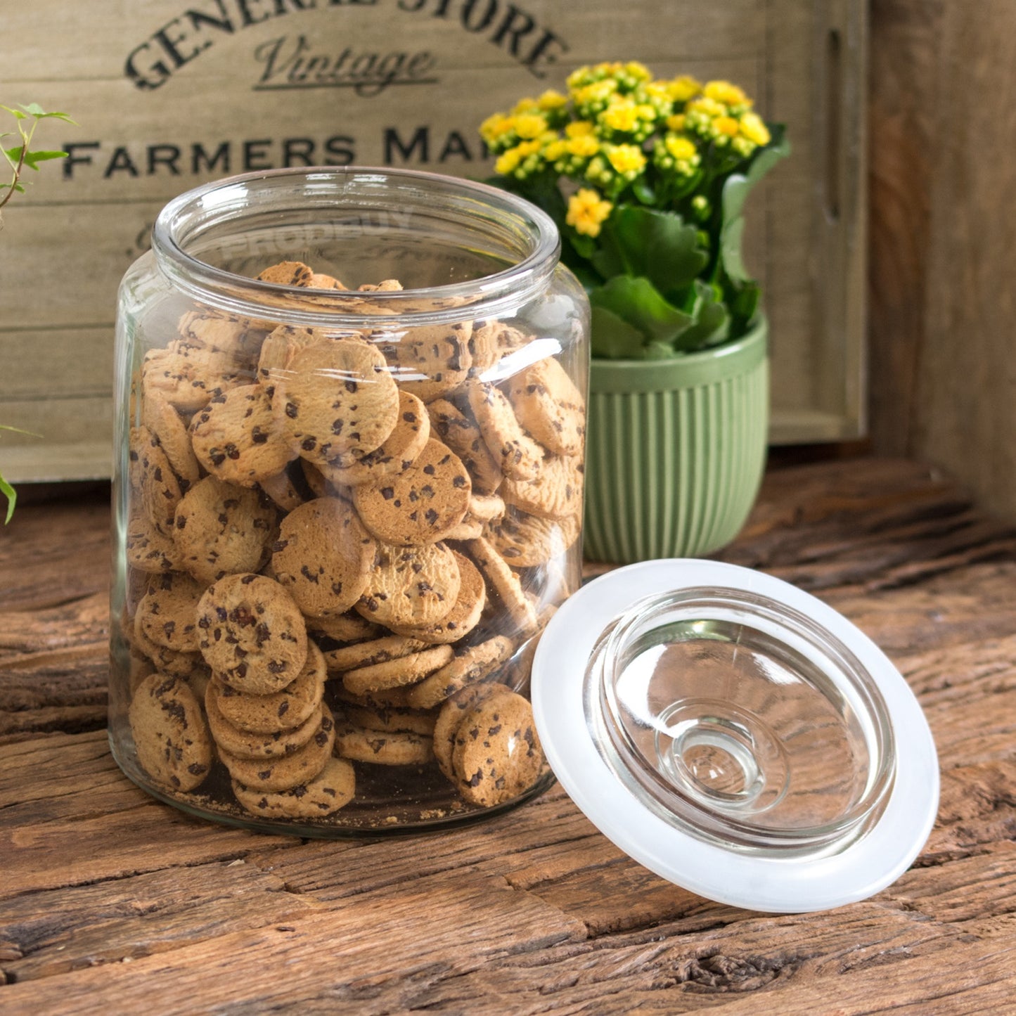 Large 6 Litre Glass Biscotti Storage Display Jar