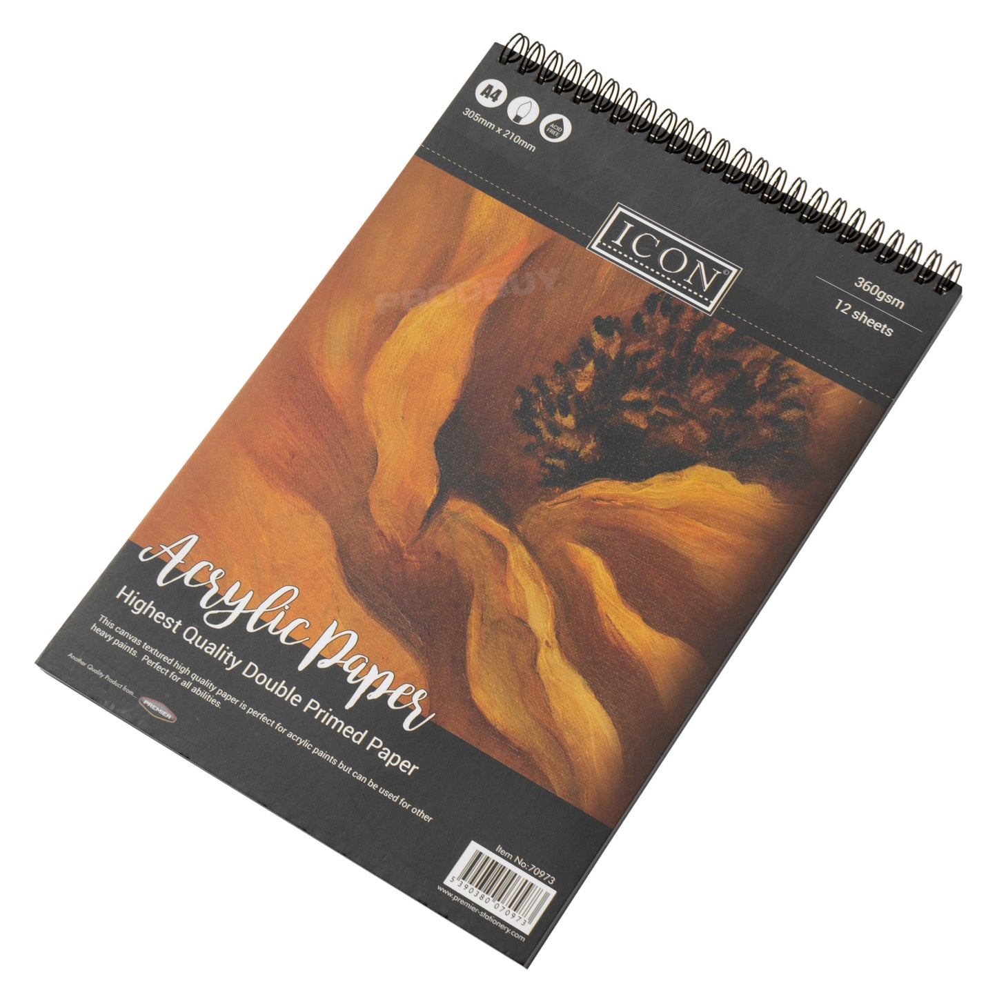 Spiral A4 Acrylic Paint Sketch Pad Book with 12 White 360gsm Sheets