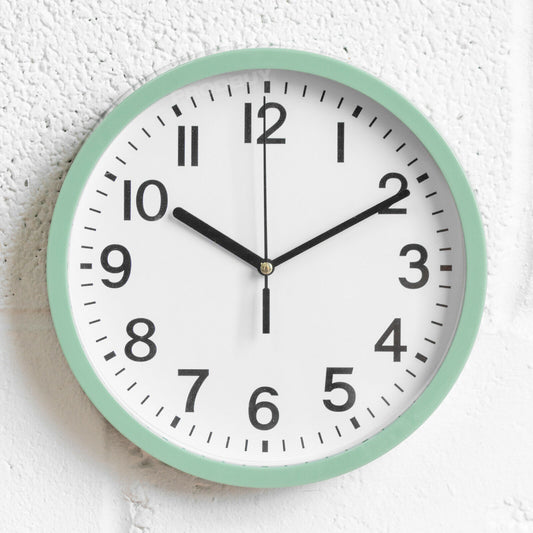 Green 22cm Modern Plastic Wall Clock