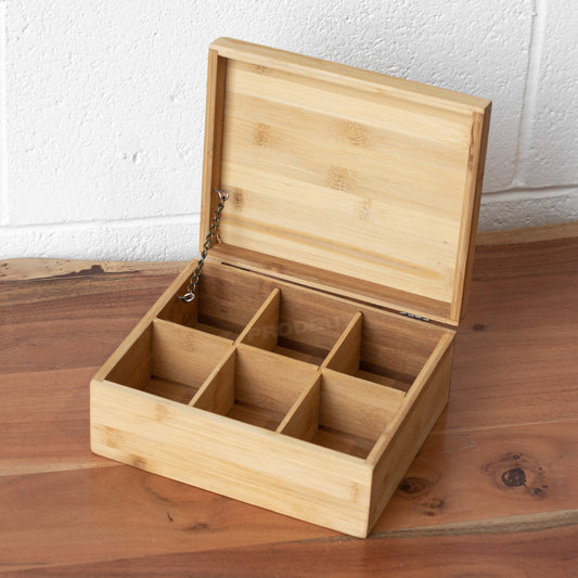 Bamboo Wooden Teabag Organiser with 6 Compartments