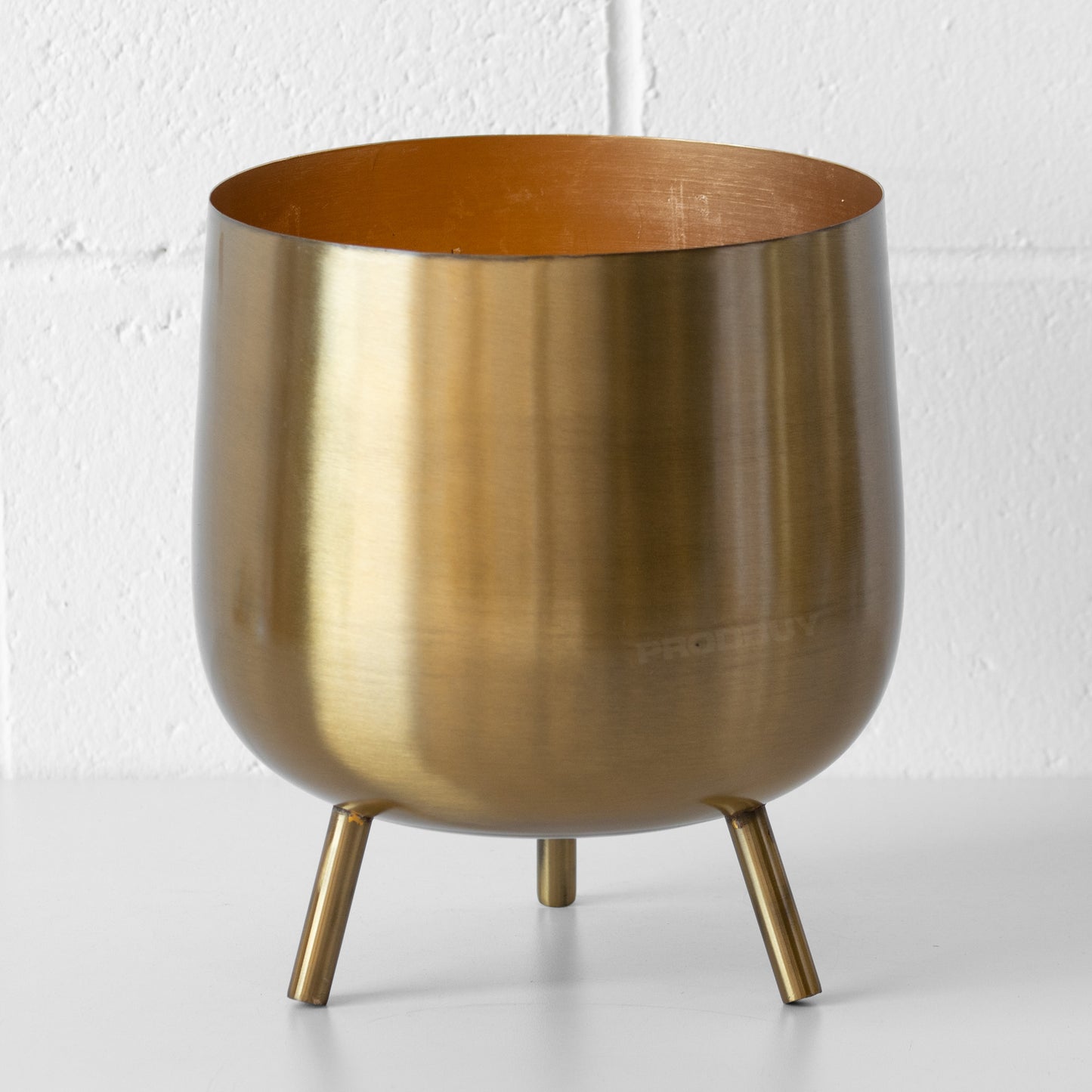 Bellied Brushed Gold Metal Plant Pot Cover