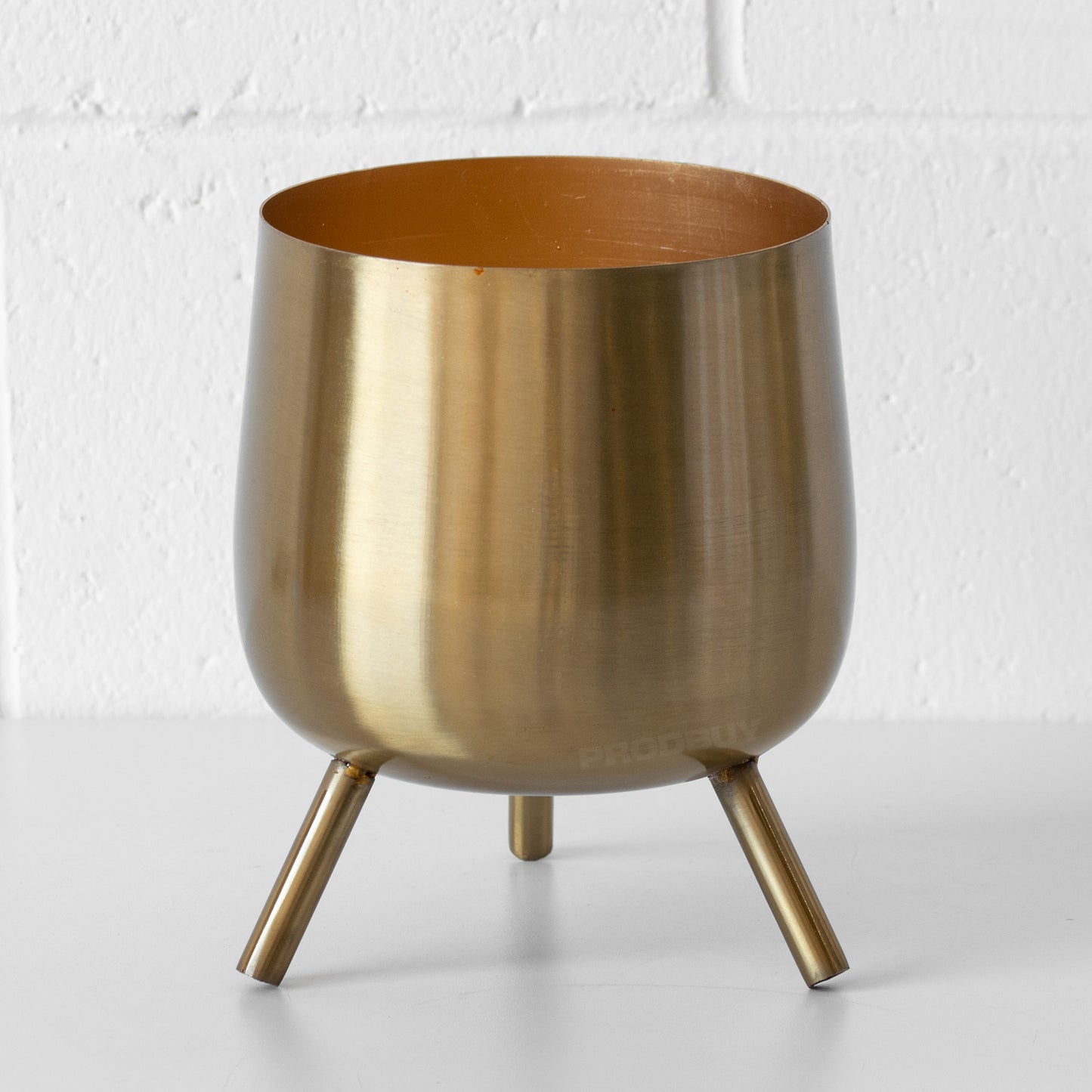 Bellied Brushed Gold Metal Plant Pot Cover