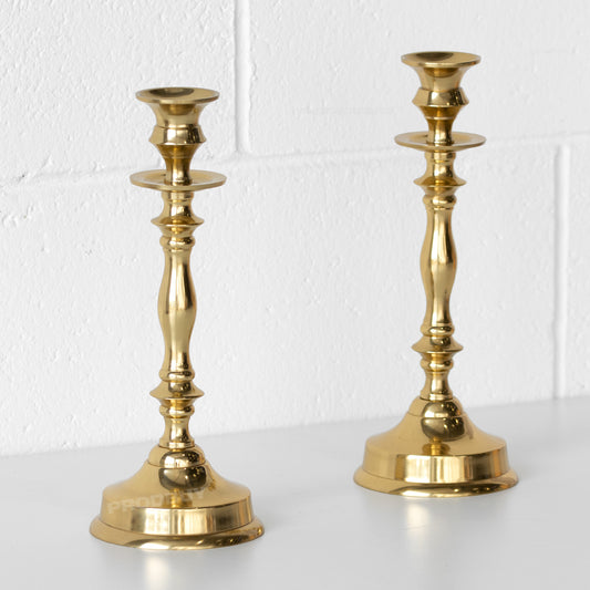 Set of 2 Gold Coloured 26.5cm Candle Sticks