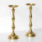 Set of 2 Gold Metal 31cm Tall Pillar Candle Holders