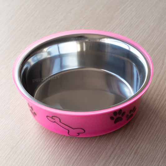 Set of 2 Pink Small 900ml Dog Food & Water Bowls