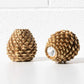 Set of 2 Gold Resin 10cm Pinecone Shaped Candlesticks