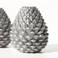 Set of 2 Silver Resin Pinecone Shaped Candlesticks