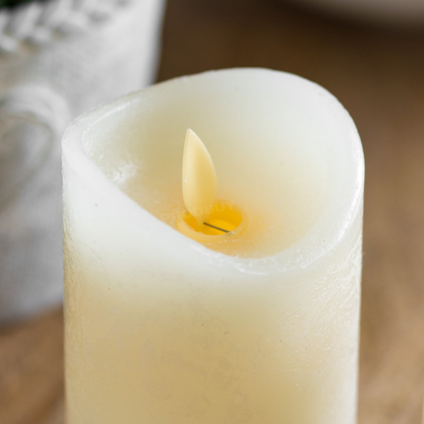 Set of 3 LED Ivory Battery Flicker Flame Pillar Candles