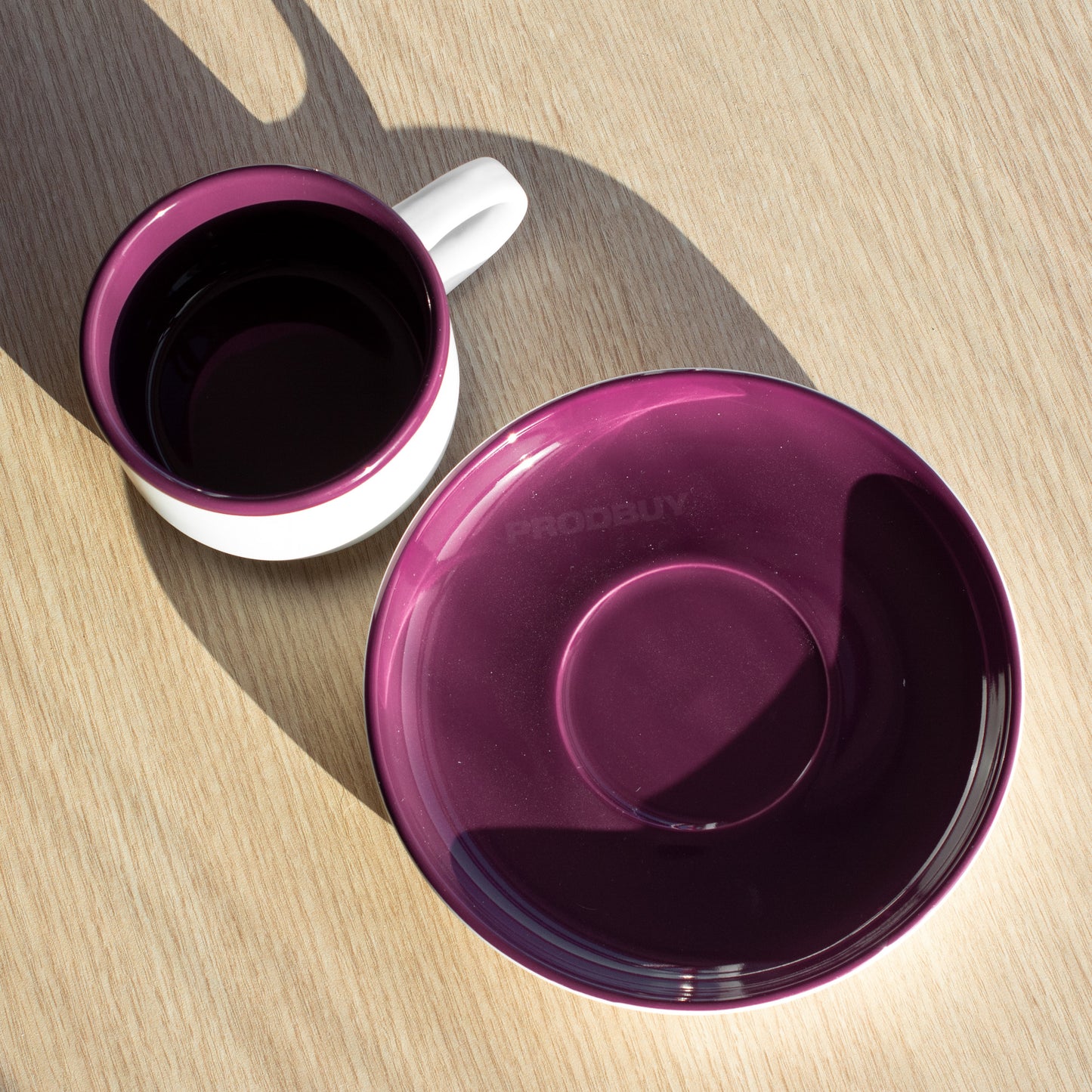 Purple & White La Cafetière Tea Cup & Saucer Set
