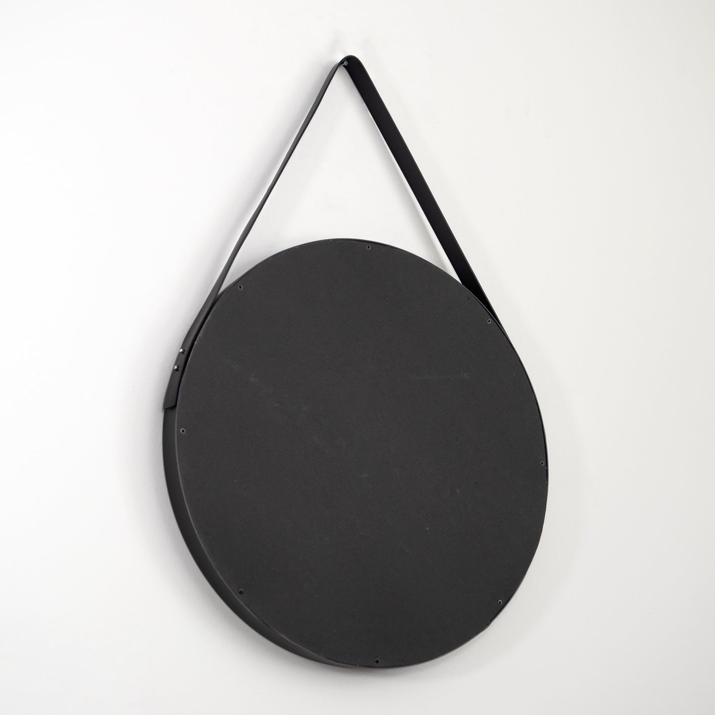 52cm Large Round Wall Mirror with Faux Leather Strap