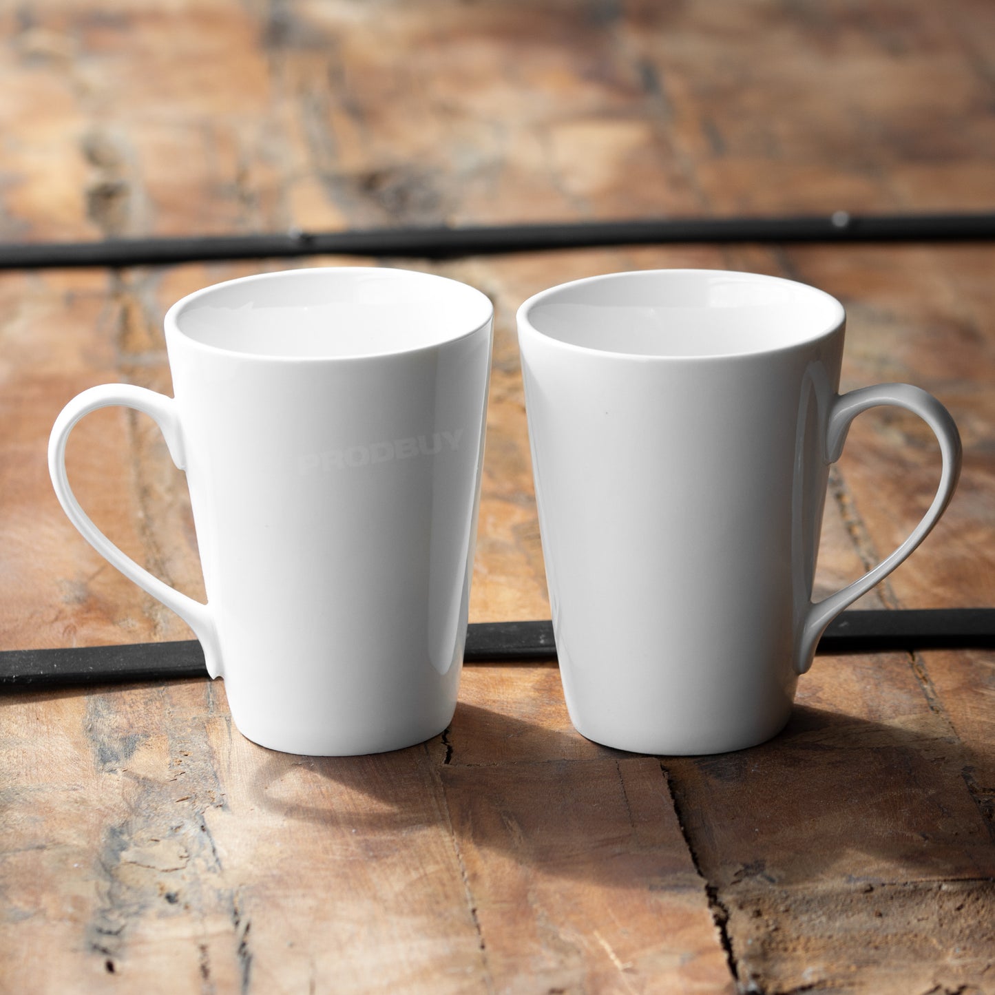 Set of 2 Tall White Porcelain Latte Mugs