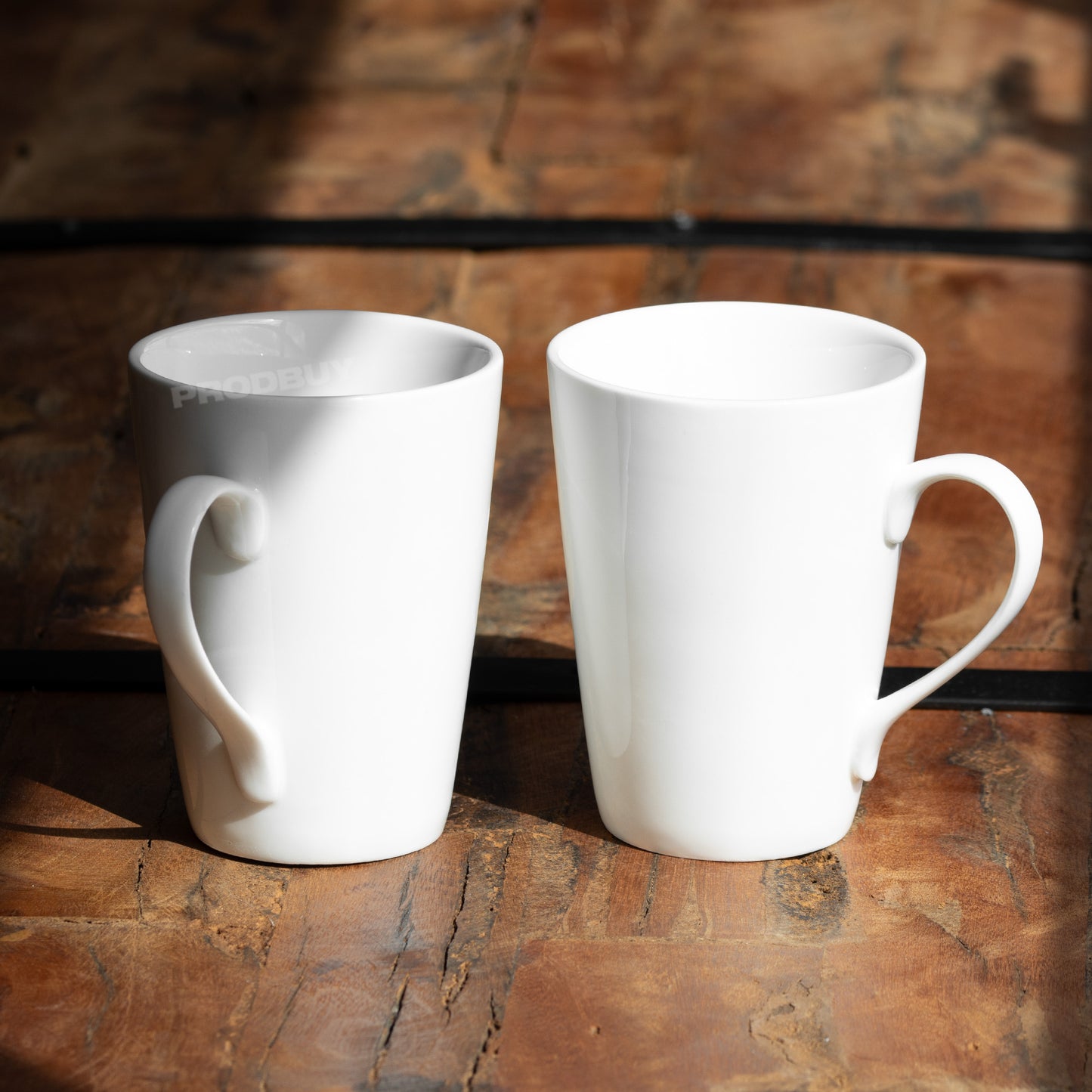 Set of 2 Tall White Porcelain Latte Mugs