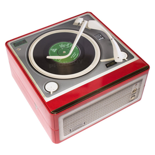 Retro Square Record Player Biscuit Storage Tin