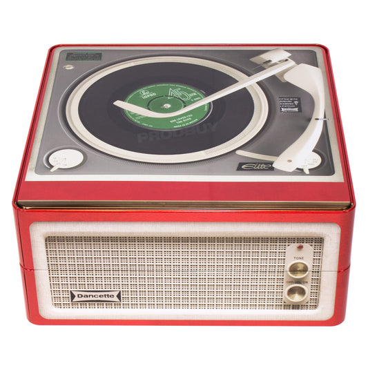 Retro Square Record Player Biscuit Storage Tin