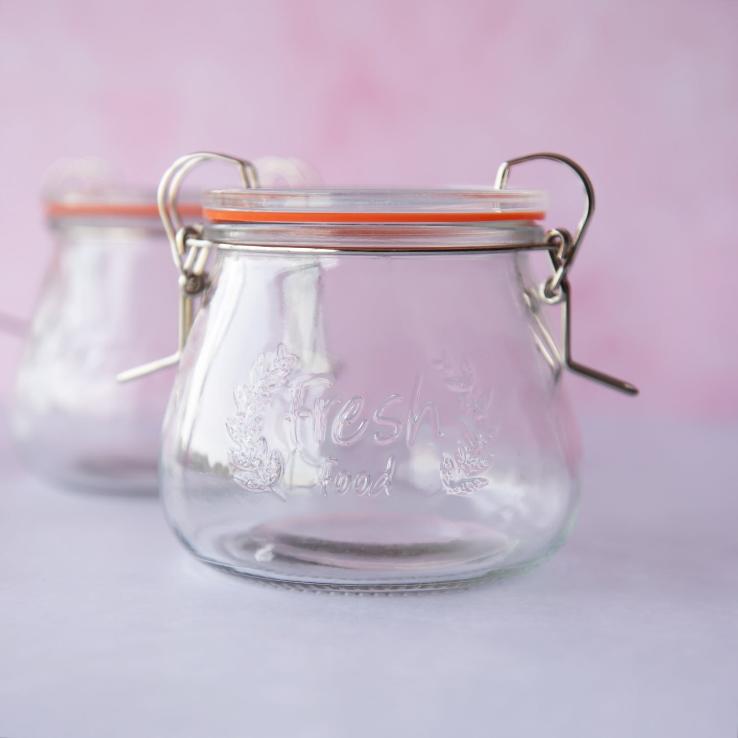 3 x 400ml Glass Storage Jars - Double Clip Top Lids