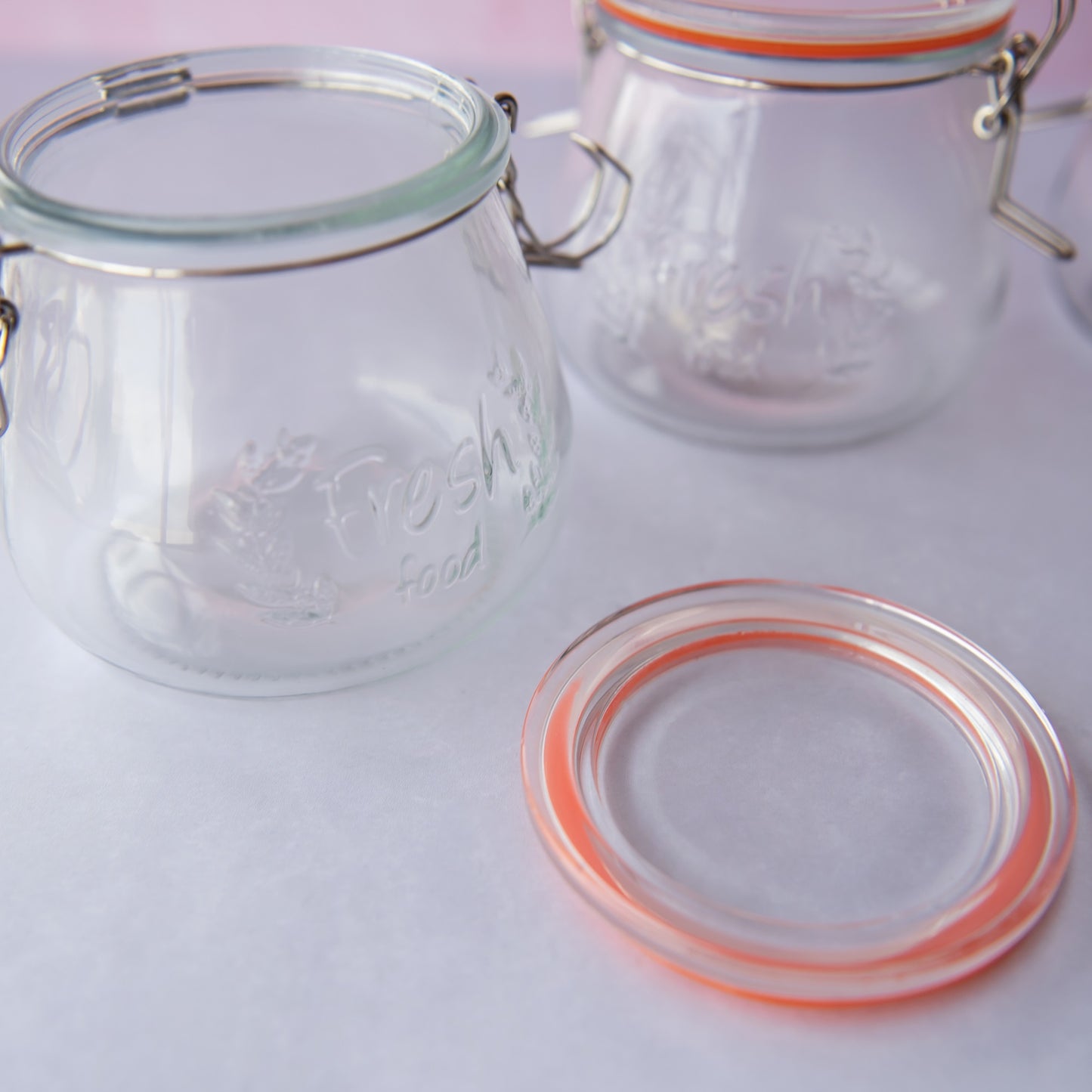 3 x 400ml Glass Storage Jars - Double Clip Top Lids