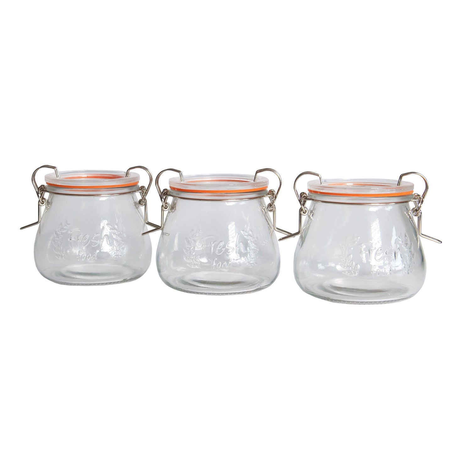 3 x 400ml Glass Storage Jars - Double Clip Top Lids