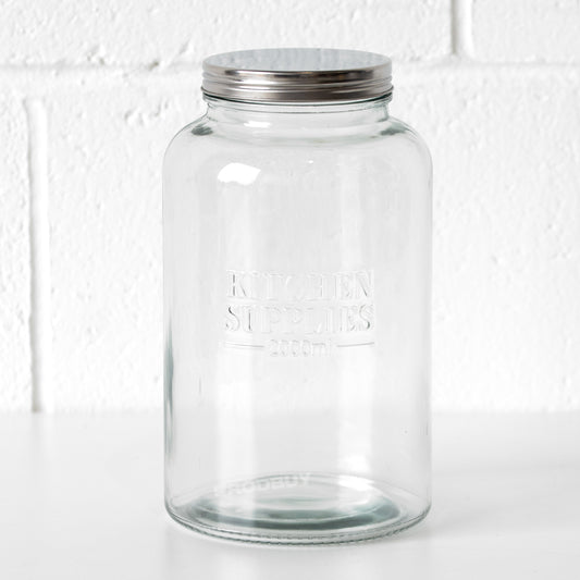 Large Glass 2 Litre Storage Jar with Lid