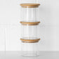 Set of 3 Glass 950ml Storage Jars with Wooden Lids