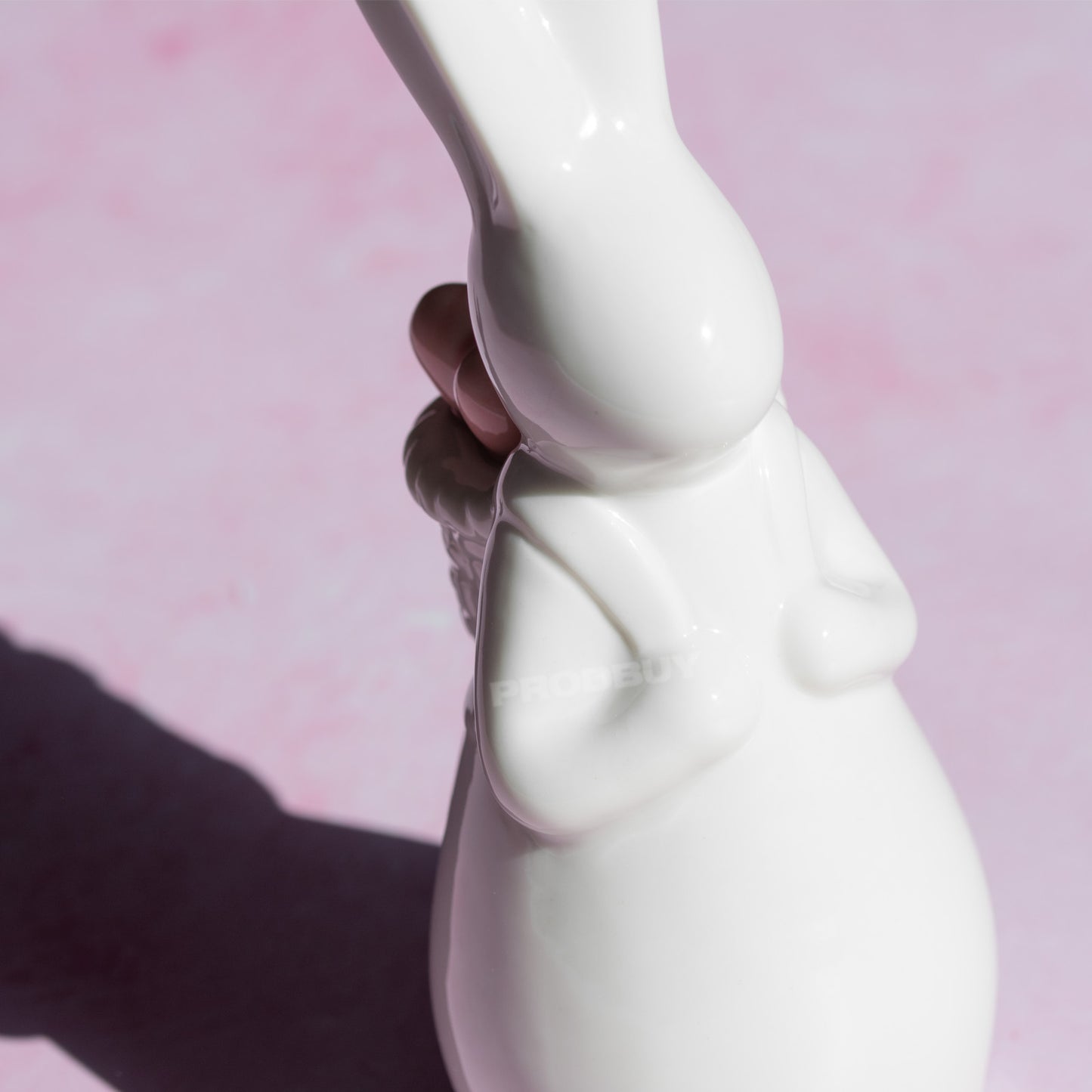 White Porcelain Rabbit with Pink Eggs 18cm Ornament