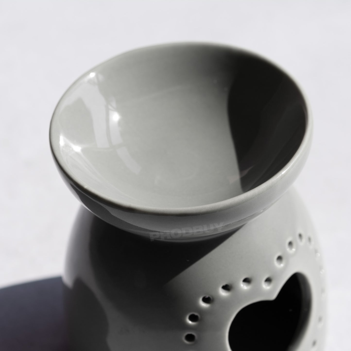 Small 9cm Grey Heart Ceramic Tea Light Candle Holder Oil Wax Melt Burner