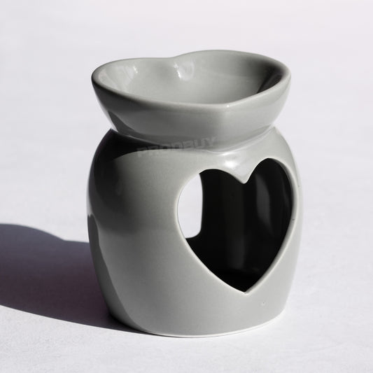 Grey Heart Ceramic Tea Light Candle Holder Oil Wax Melt Burner