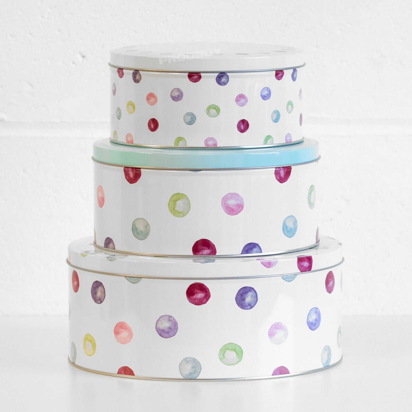 Set of 3 Polka Dot Spots Round Cake Storage Tins