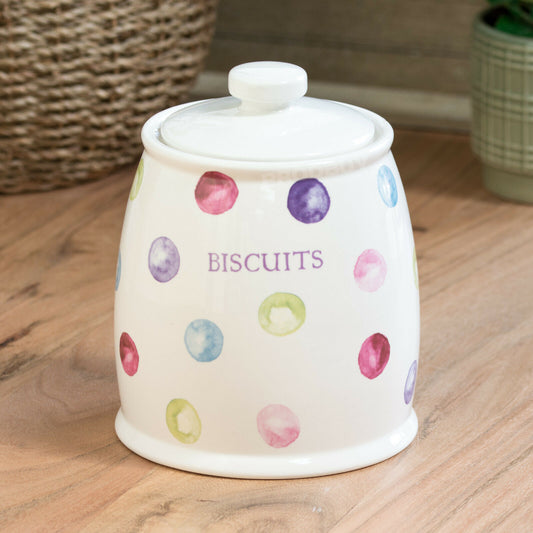 Ceramic Colourful Polka Dot Biscuit Jar