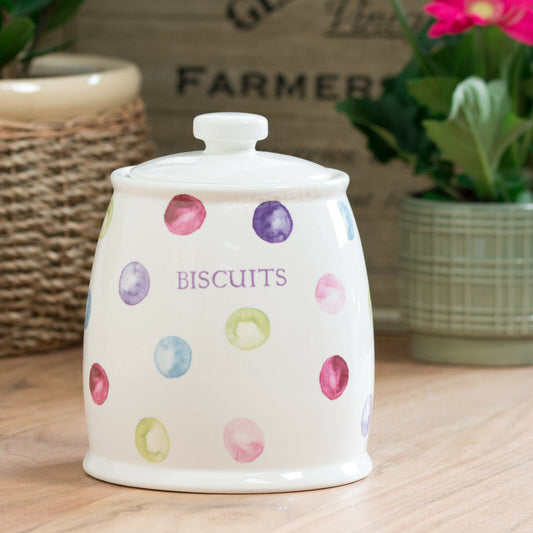 Ceramic Colourful Polka Dot Biscuit Jar