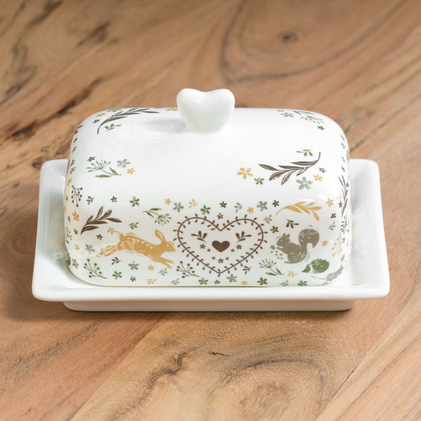 Country Kitchen Woodland Butter Storage Dish with Lid