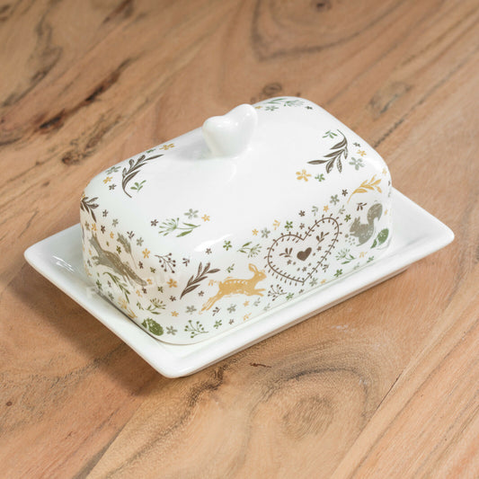 Country Kitchen Woodland Butter Storage Dish with Lid