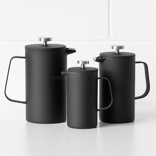 Black French Press Double Walled Stainless Steel Cafetiere