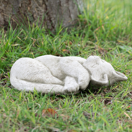 Small Stone Sleepy Cat Garden Statue