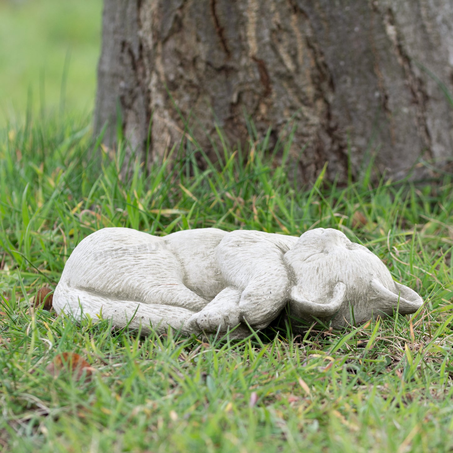 Small Stone Sleepy Cat Garden Statue