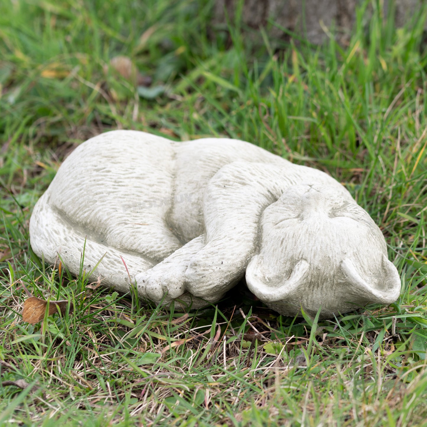 Small Stone Sleepy Cat Garden Statue