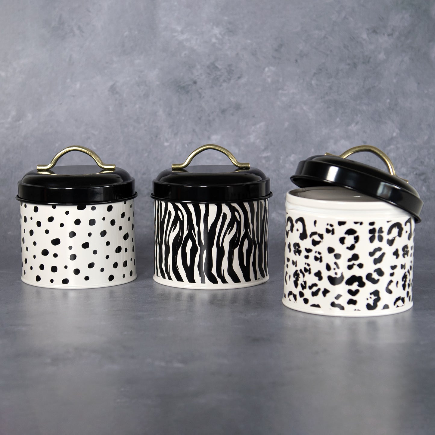 Set of 3 Animal Print Kitchen Storage Canisters