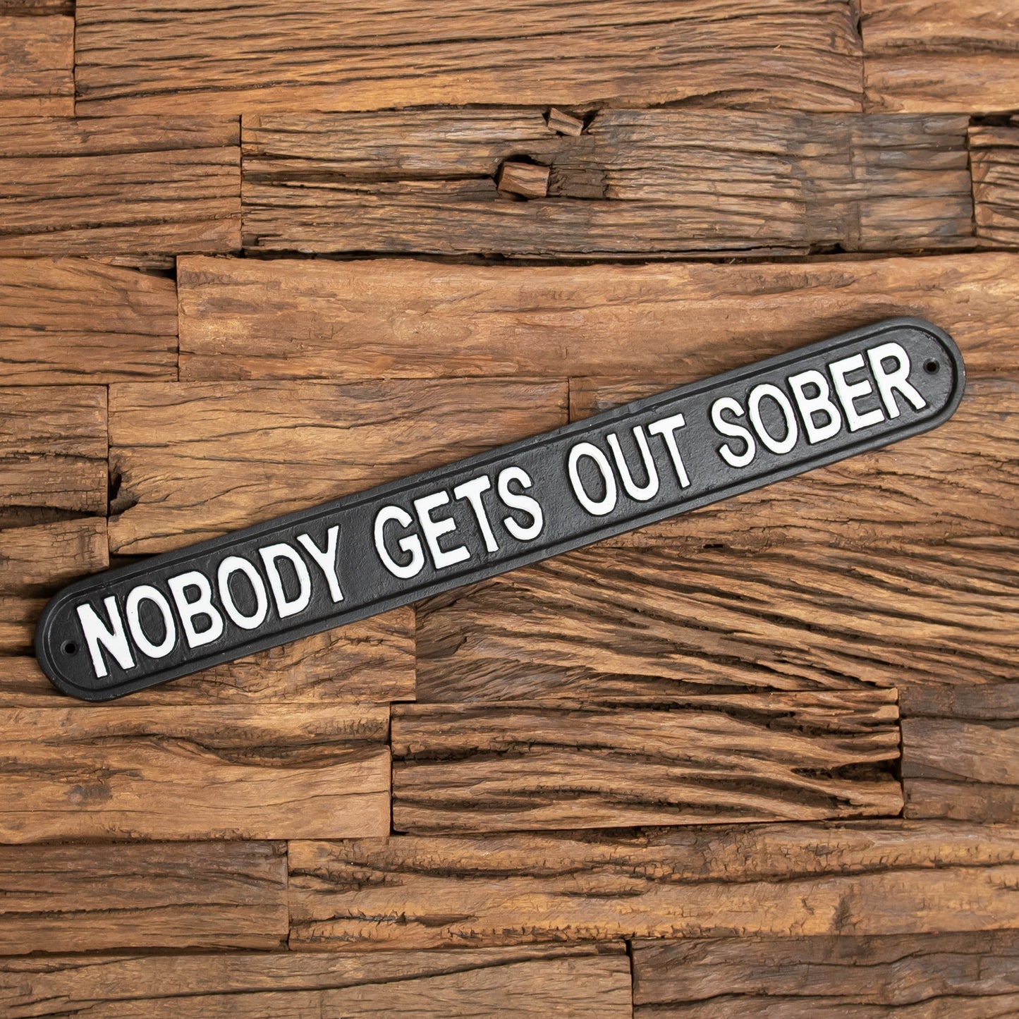 Nobody Gets Out Sober Cast Iron Wall Sign
