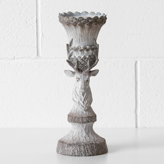 Stag Tall Resin Pillar Candle Holder