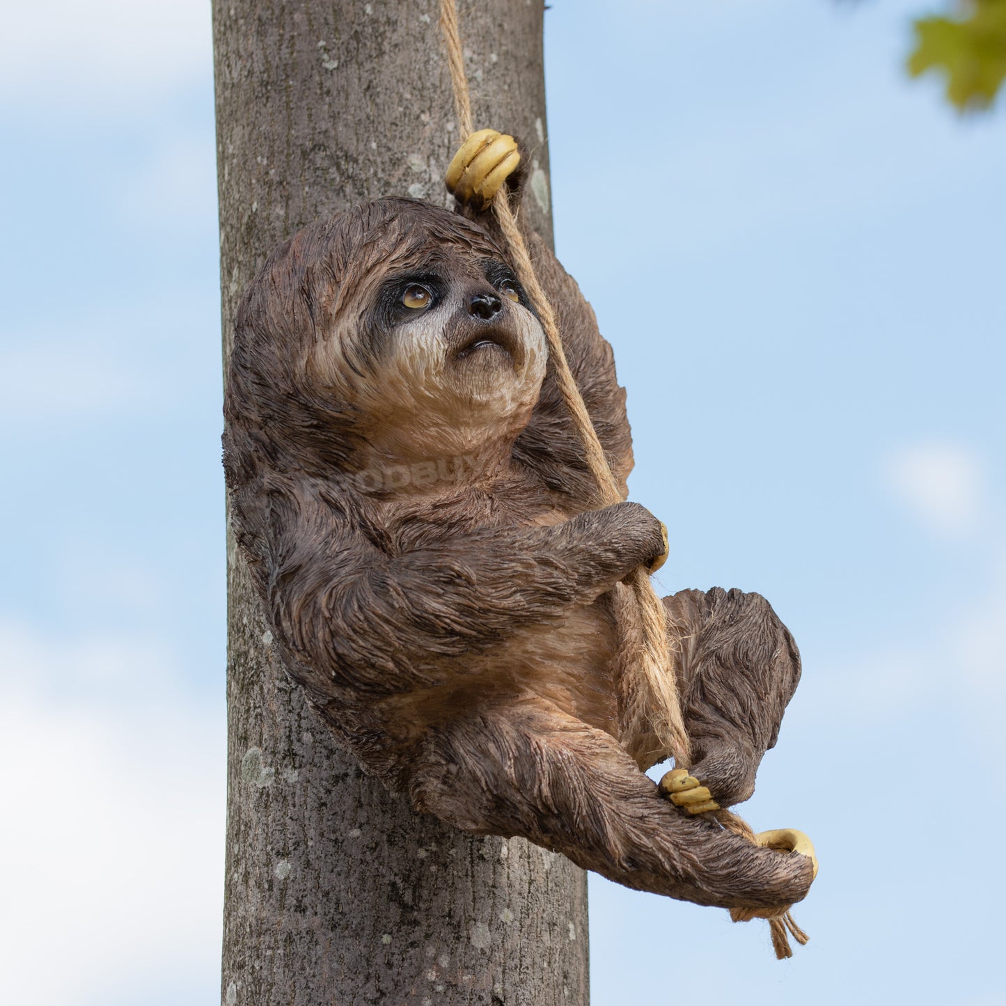 Climbing Sloth Garden Ornament On Rope Tree Branch Hanging