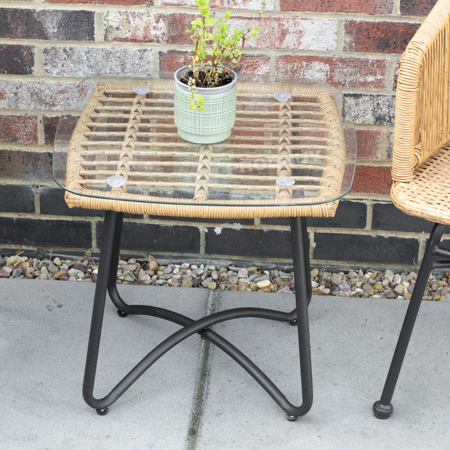 Rattan Table and 2 Chairs Set Waterproof Home or Garden Two Seater