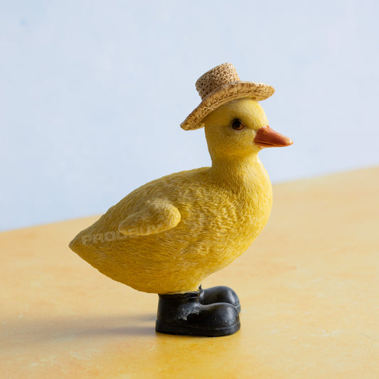 Small Yellow Baby Duck with Hat & Boots Resin Ornament Figure