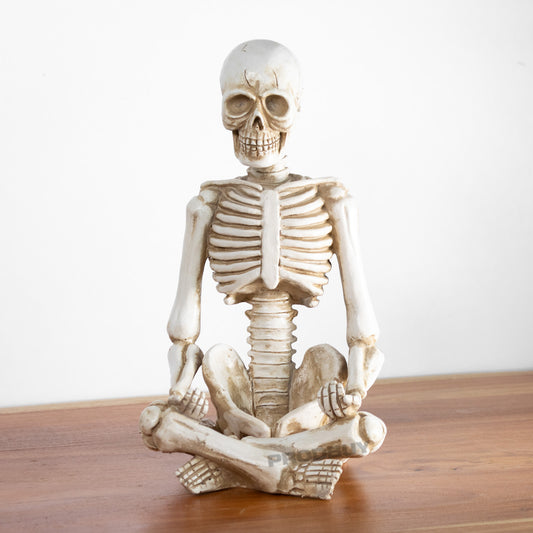 Sitting Skeleton Ornament with Meditating Yoga Pose