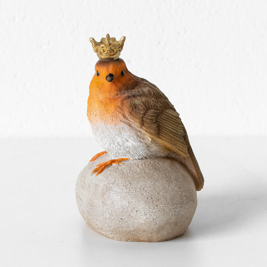 Robin with Gold Crown Small Realistic Bird Ornament