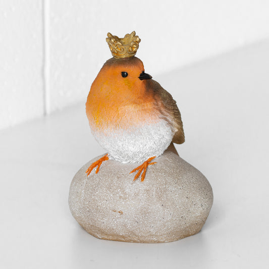 Robin with Gold Crown Small Realistic Bird Ornament